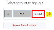 SelectaccounttosignoutでのSignoutクリック画像