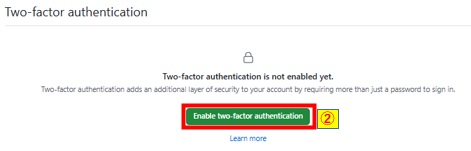 Enabletwo-factorauthenticationボタン押下画像